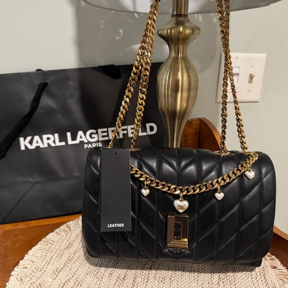 Karl Lagerfeld Handbags - NWT Karl Lagerfeld Black Quilted Leather Shoulder or crossbody Bag 🖤